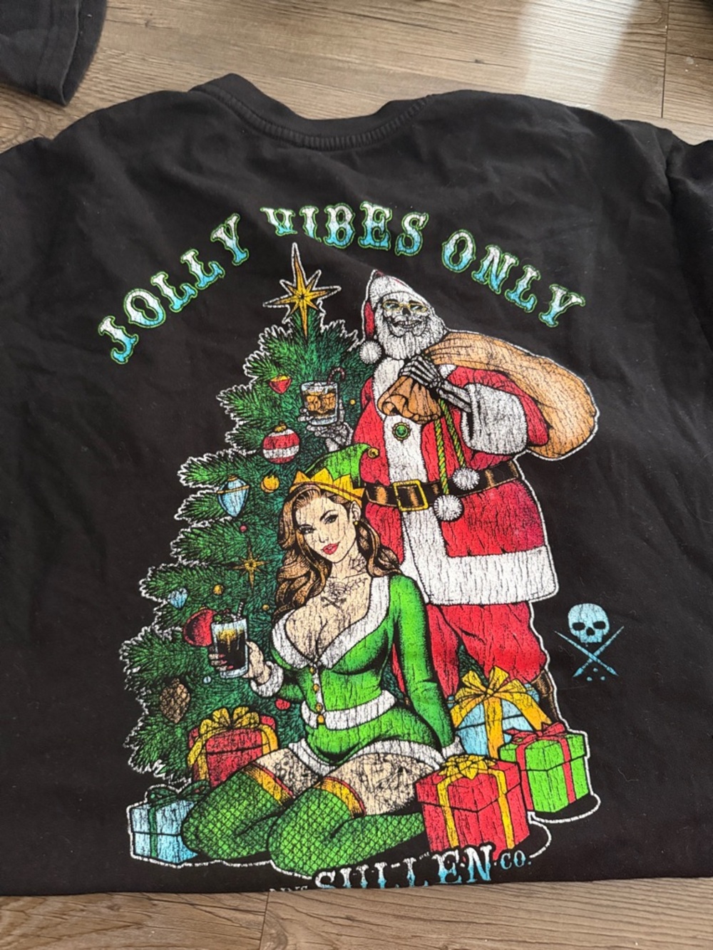 Jolly Vibes Only Black Holiday Graphic Tee